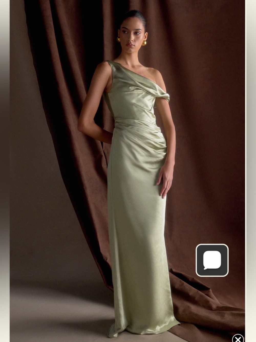 Meshki - Dalia Off Shoulder Satin Maxi
Dress - Sage - Picture 9 of 11
